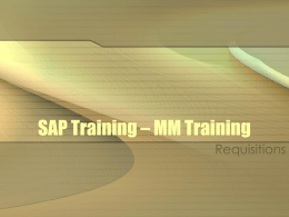 SAP Training – MM - Bloomsburg University of Pennsylvania