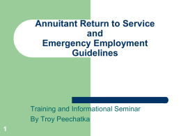 Return to Service and Emergency Employment Guidelines