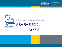 ASHRAE 62.2 for WEATHERIZATION