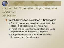 Nationalism, Imperialism and Resistance Nationalism