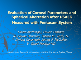 Pentacam Evaluation Of Corneal Parameters After Descemet