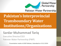 Water Security in Pakistan - Leadership for Environment