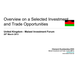 Investing in Malawi - Developing Markets Associates Limited