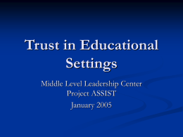 Trust and Efficacy in Educational Settings