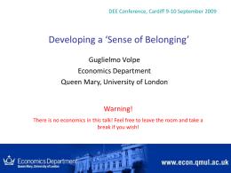 Developing a "Sense of Belonging"