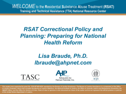 Correctional Policy and Planning: Preparing for National