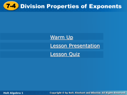 8.03 - Division Properties of Exponents PowerPoint