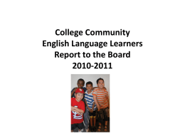College Community English Language Learners 2010-2011