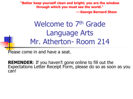 Welcome to Language Arts Mr. Atherton