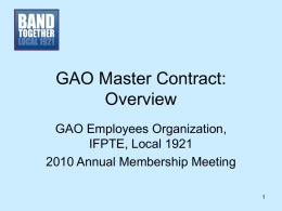 GAO Master Contract Overview