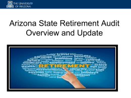 Arizona State Retirement Audit Overview and Update