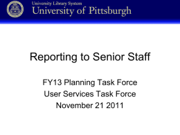 Reporting to Senior Staff - University of Pittsburgh