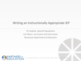 Writing an Instructionally Appropriate IEP
