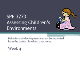 Assessing Children’s Environments