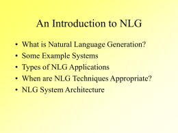 An Introduction to NLG