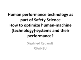 Risks in Modern Society and Human performance technology