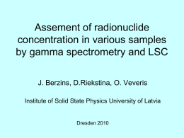 Assement of radionuclide concentration in various samples