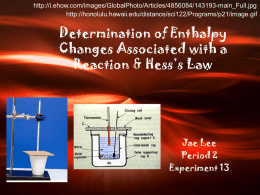 Experiment 13: Determination of Enthalpy Changes