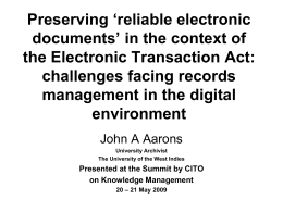 Preserving ‘reliable electronic documents’ in the context