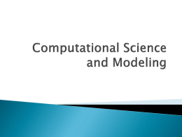 Computational Science and Modeling Introduction