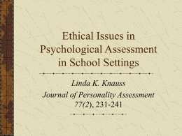 Ethical Issue in Psychological Assessment in School Settings