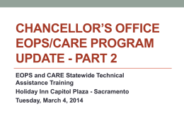 EOPS and CARE Program Update