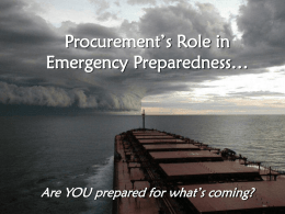 Purchasing’s Role in Emergency Preparedness…
