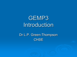 GEMP3: How to do it. - University of the Witwatersrand