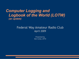 Computer Logging and Logbook of the World (LOTW) (an update)