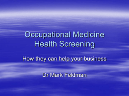 Occupational Medicine Health Screening