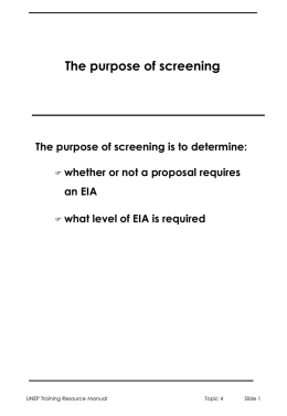The purpose of screening - International Association for