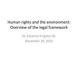 Human rights and the environment: Overview of the legal