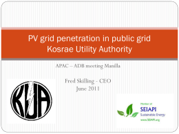 Renewable Energy for Kosrae Presentation to the Board of KUA