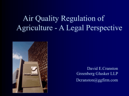 Air Quality Regulation of Agriculture