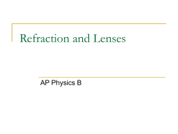Refraction and Lenses - AP Physics B, Mr. B's Physics