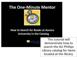 How to Search for Books at Aurora University in the Catalog