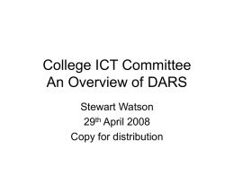 College ICT Committee An Overview of DARS
