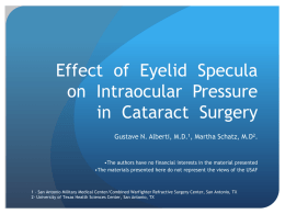 Effect of Eyelid Specula on Intraocular Pressure in