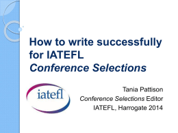 How to write successfully for IATEFL Conference Selections
