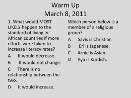 Warm Up March 8, 2011 - Lindley 7th Grade Social Studies