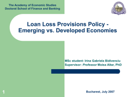 Loan Loss Provisions Policy - Emerging vs. Developed Economies