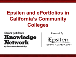 Epsilen and ePortfolios in California’s Community Colleges