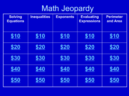 Math Jeopardy - Half Hollow Hills