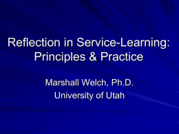 Reflection in Service-Learning: Principles & Practice