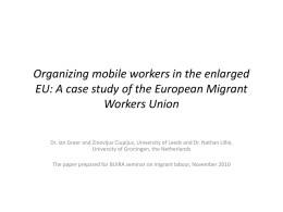 Organizing mobile workers in the enlarged EU: A case study