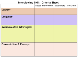 Interviewing Skill: Criteria Sheet