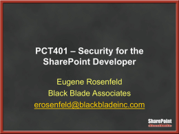 Security for the SharePoint Developer