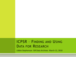 ICPSR – Finding and Using Data for Research