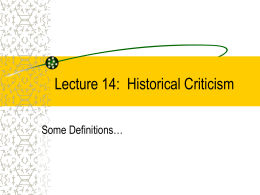 Historical Criticism