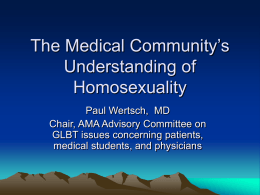 The Medical Community’s Understanding of Homosexuality
